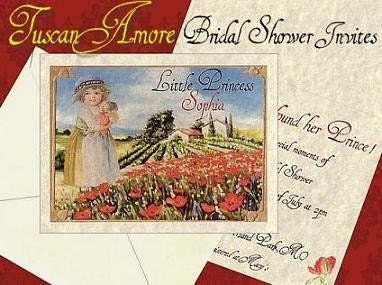 qty 50 Tuscan Amore Italian Wedding Bridal Shower Invitations