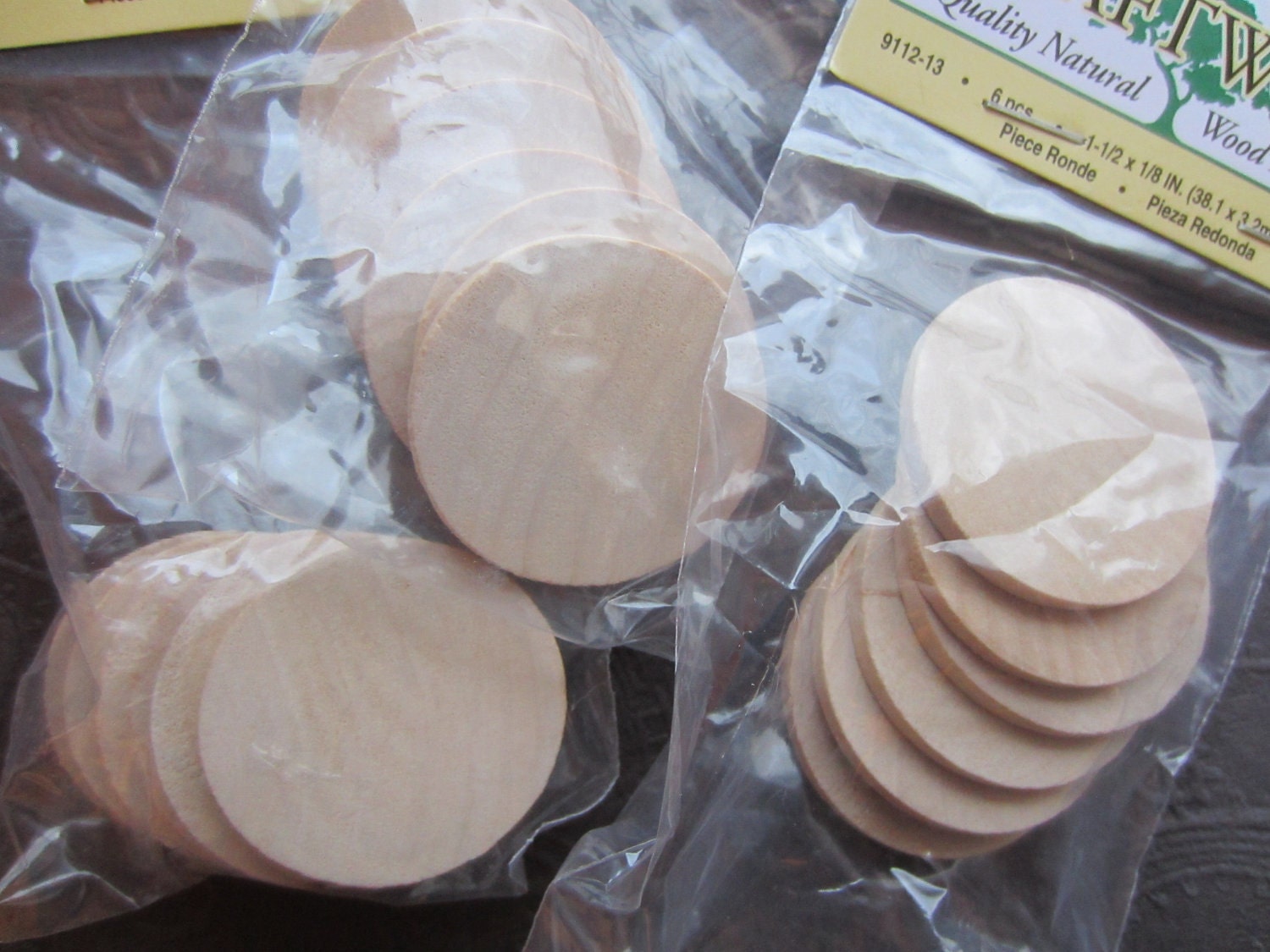 Wood Circle Disks Lot of 18 Wooden Nickel 1.5" Holiday Pins