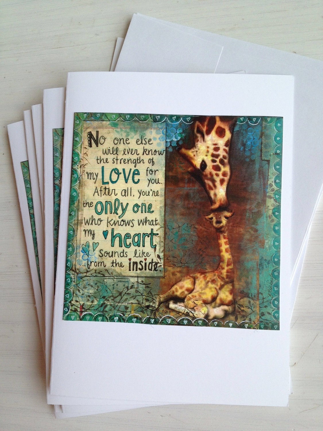 Greeting Card For Beloved Baby - No One Will Ever Know the Strength of My Love For You-Print of my Original Mixed Media Art by ValsArtStudio