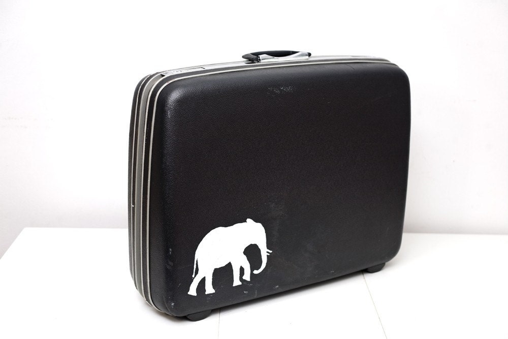 Upcycled XL Samsonite Suitcase with Hand Painted Elephant