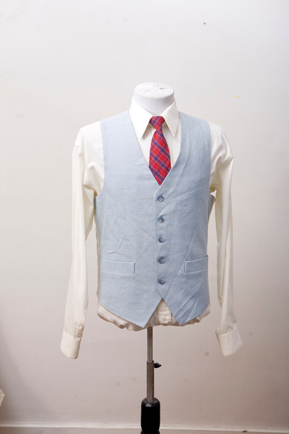 Size 38 Vintage Light Blue Pinstripe Vest