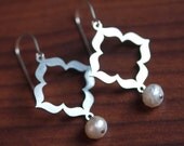Lotus and Freshwater Pearl Earrings - Stainless Steel Yoga Jewelry