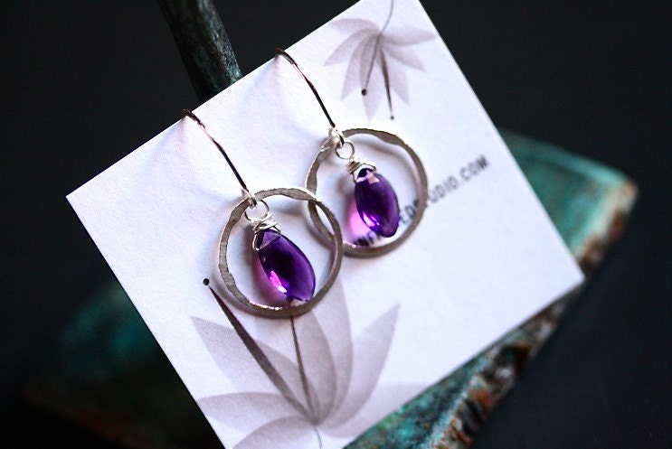 Tiny Amethyst Gemstone earrings - the perfect gift