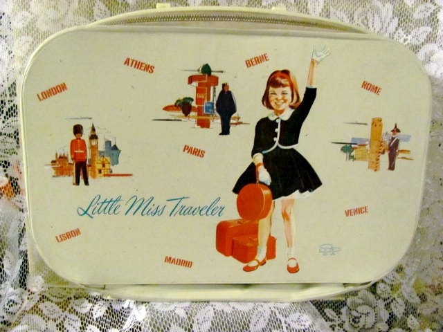 TREASURY Childs Suit Case Little Miss Traveler Vintage Vinyl DESTASH ITEM