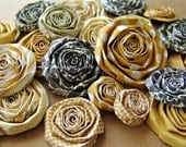 Black Gold paper flowers SET of 25 paper blooms