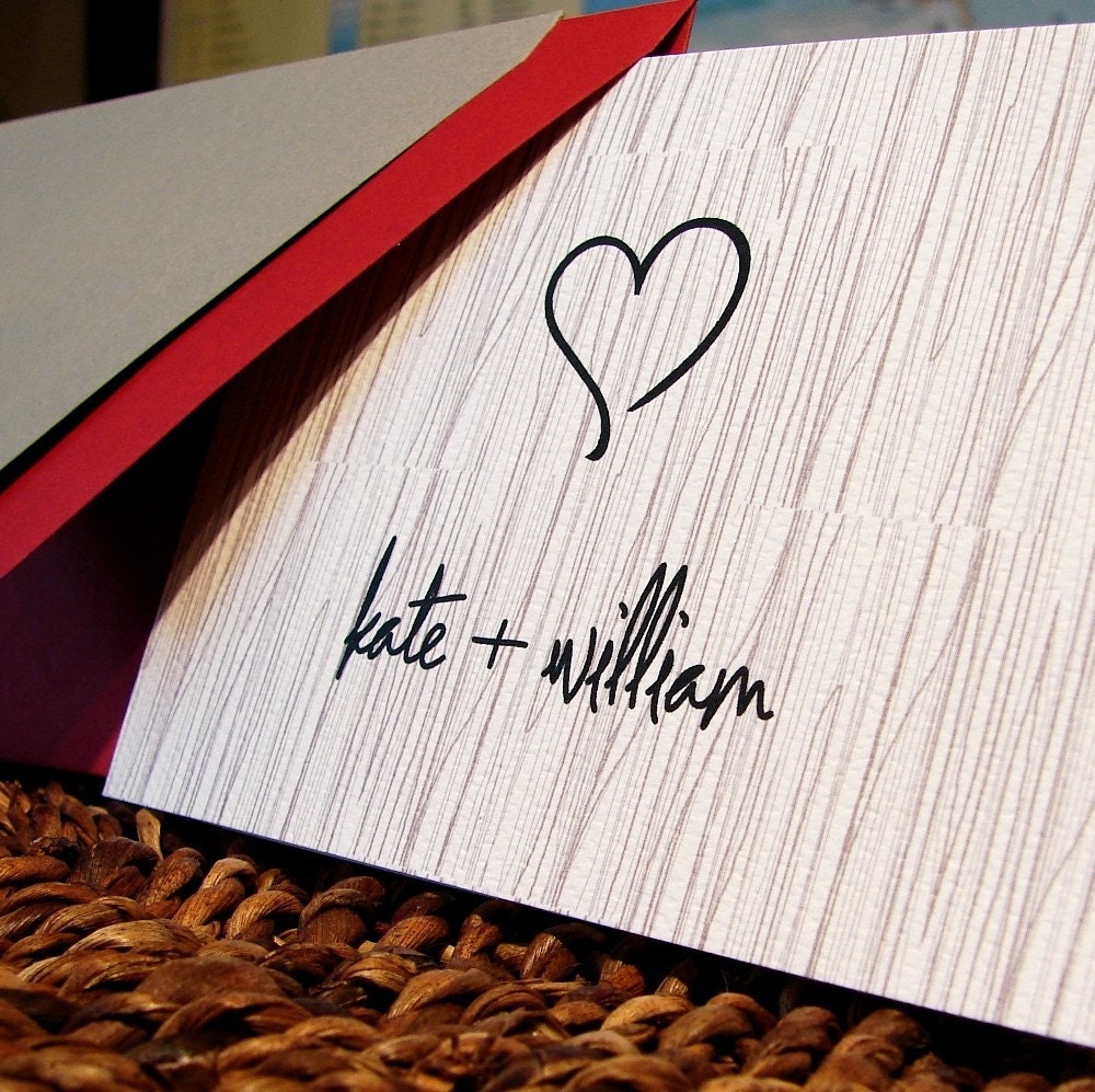 woodgrain custom valentines day folded card