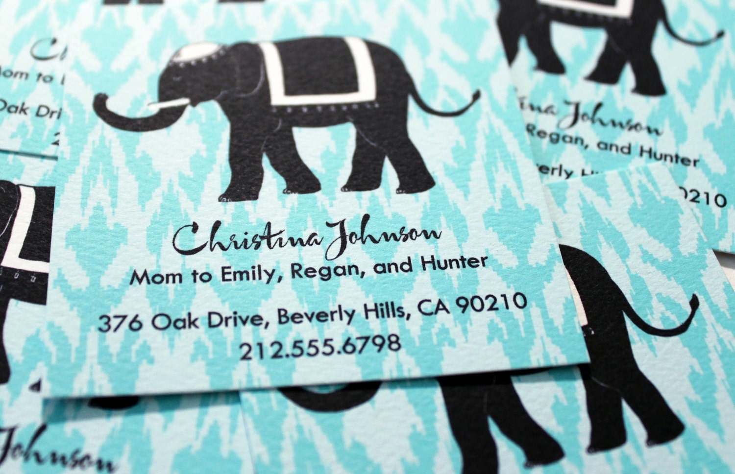 elephant ikat calling cards - set (50)