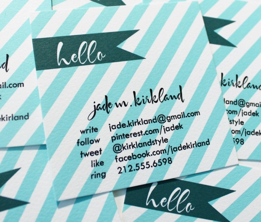 one-sided diagonal stripe with banner calling cards set (50)