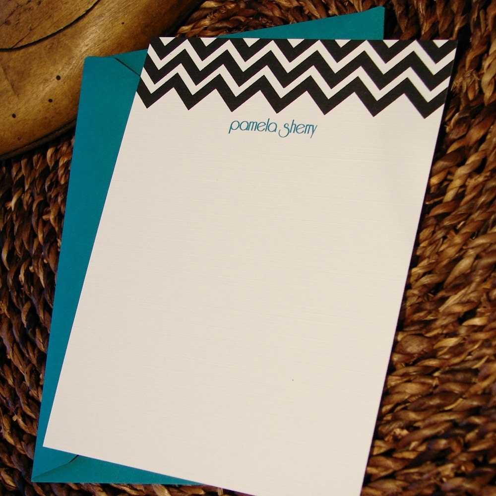 personalized chevron notecards set (10)