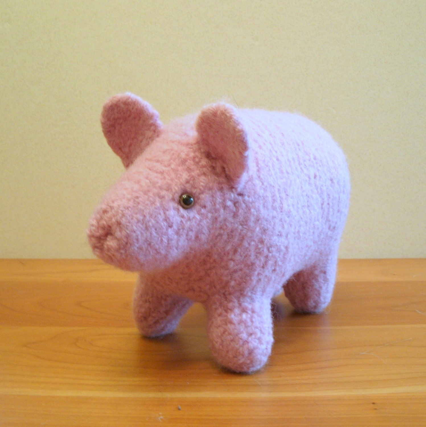 Pig Stuffed Animal. Plush Pink Wool Children Farm Barnyard Toy. Handknit Felted Animals by Felted Friends