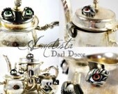 Original Fine Art Prints - Ametista's Treacherous Tea Set 2- Set of four 5x5 - Dark Home Decor - Endura Metallic Paper