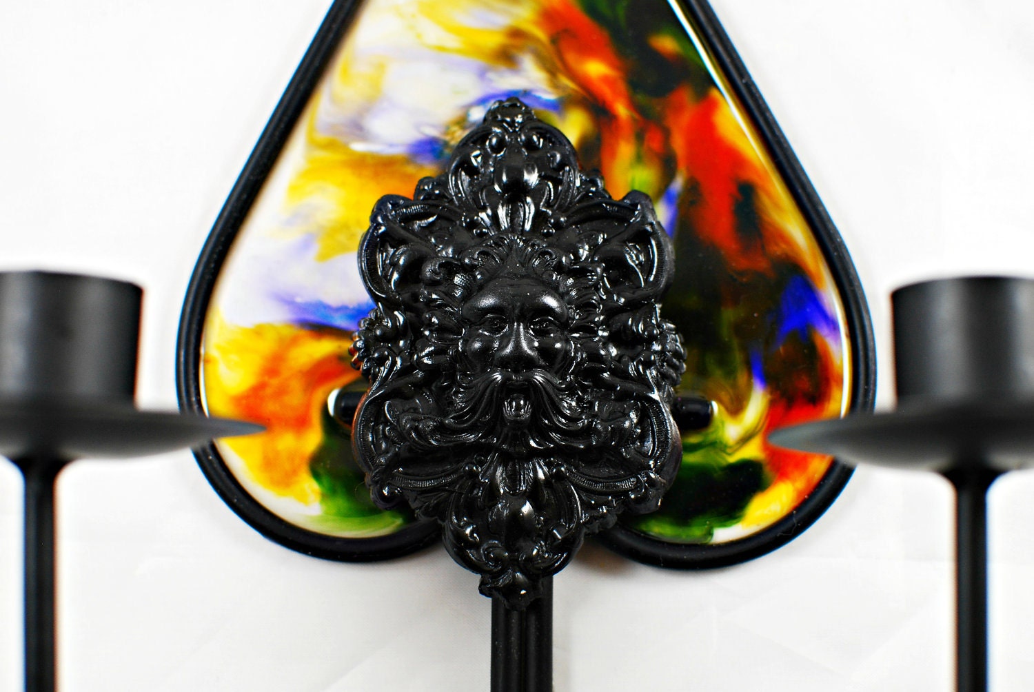 Green Man Candle Sconce Set - Dark Home Decor - Burtonesque - Goth
