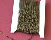 32 ft spool of Antiqued Brass round cable chain 2X2.5mm