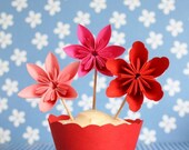 12 Cupcake Toppers Millalove's Paper Flowers