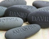 Custom engraved gifts - Engraved Name Rocks - set of 10 gray stones by sjEngraving