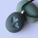 Two Hearts Together - Double sided engraved stone necklace - Tiny PebbleGlyph (c) Necklace