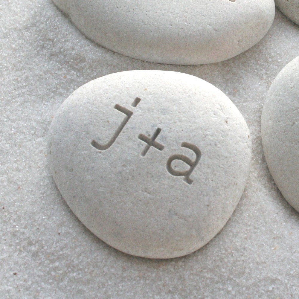 Petite love stone - you plus me personalized initials pebble by sjEngraving
