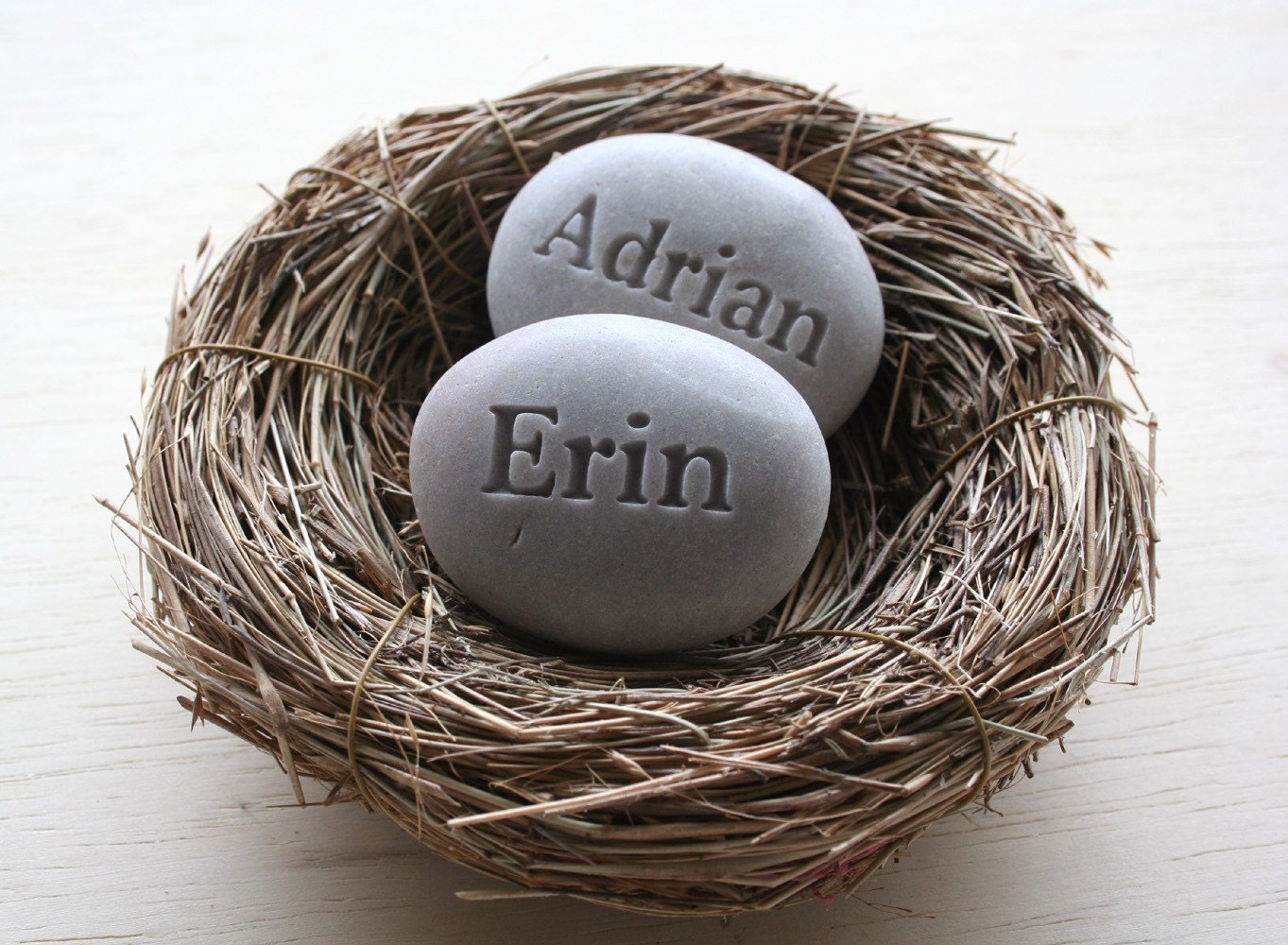 Mom's Nest (c) - set of 2 stones in bird nest