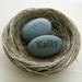 Mom's Nest (c) - Set of 2 name stones in bird nest