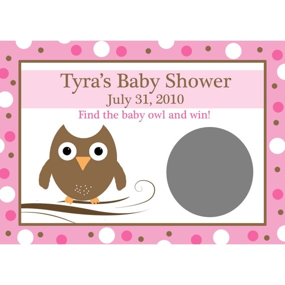 119 New baby shower game cards 164 24 Baby Shower Scratch Off Game Cards Pink Baby Owl by partyplace 