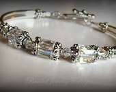 Wedding Jewelry - Antiqued Pewter Swarovski Crystal AB Bridesmaid Bangle Bracelet