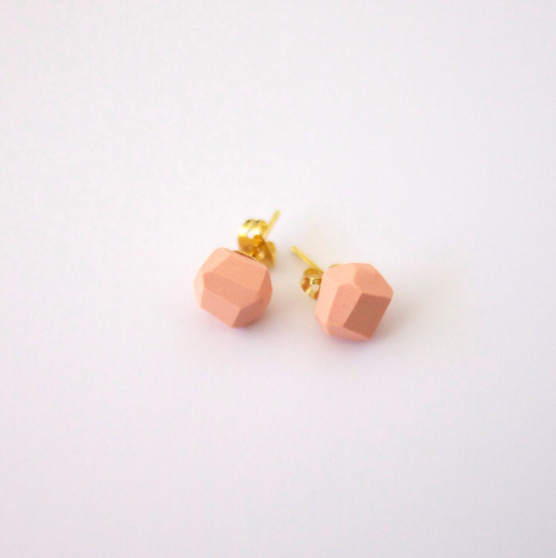 peach geo earrings