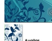 Etsy Shop Banner Aqua Blue Designs - FREE Avatar - Premade for your Store - Pretty Butterflies Swirls and Flowers - Beautiful Scrip Font - Ocean Waves and cute LACE background - Girly and Fun - Professional graphic