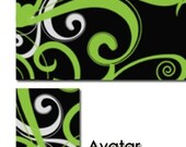Etsy Shop Banner - Green Swirls White - FREE Avatar - Premade Design for your Store - Pretty Cute Script  Font - Girly and FUN
