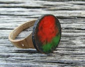 Enameled Penny Ring  size 9 1/4