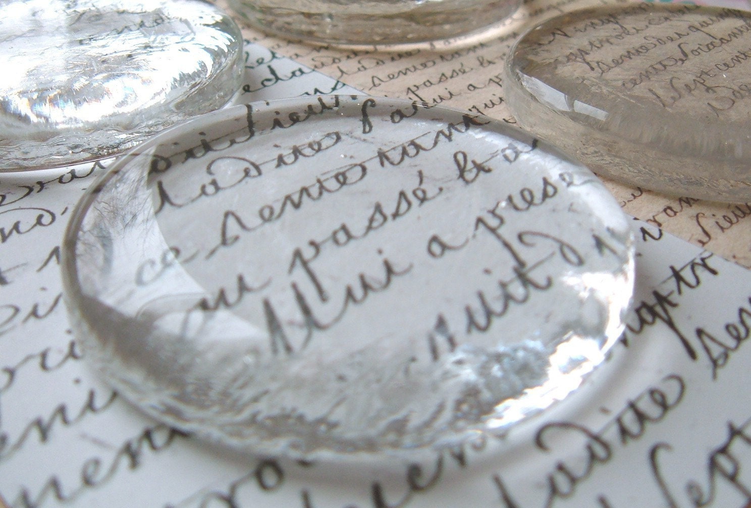 24 Jumbo Molded Flat Bottom Clear Glass Paperweight Circles - 2.25''