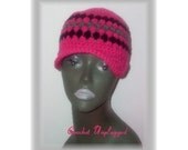 Hot Pink, Black, and Grey clustered bibbed hat