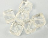 Clear Beads, Plastic Vintage Beads, Clear Cube Beads, Transparent Beads