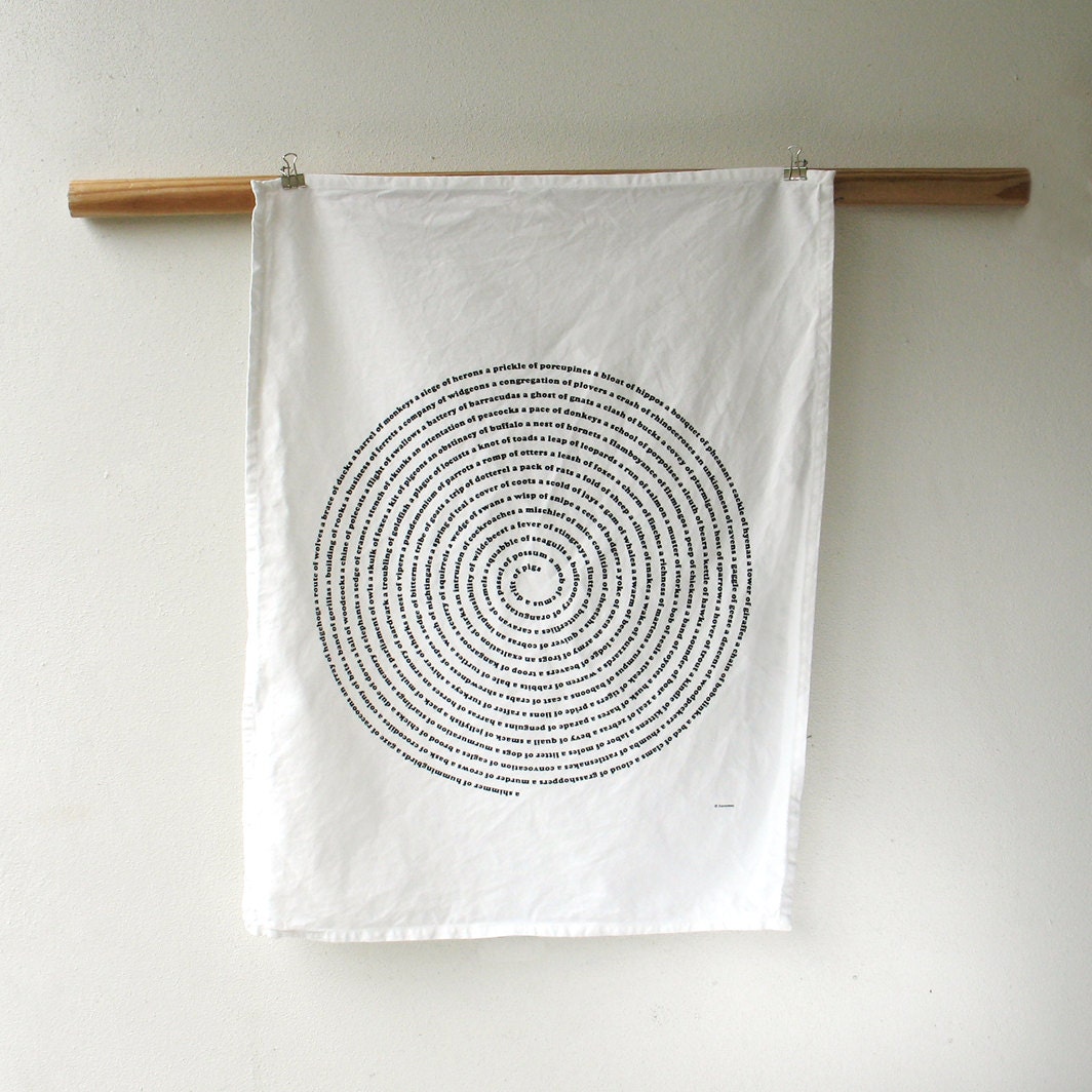 Animal Collective Nouns : Fair-Trade Organic Cotton Tea Towel