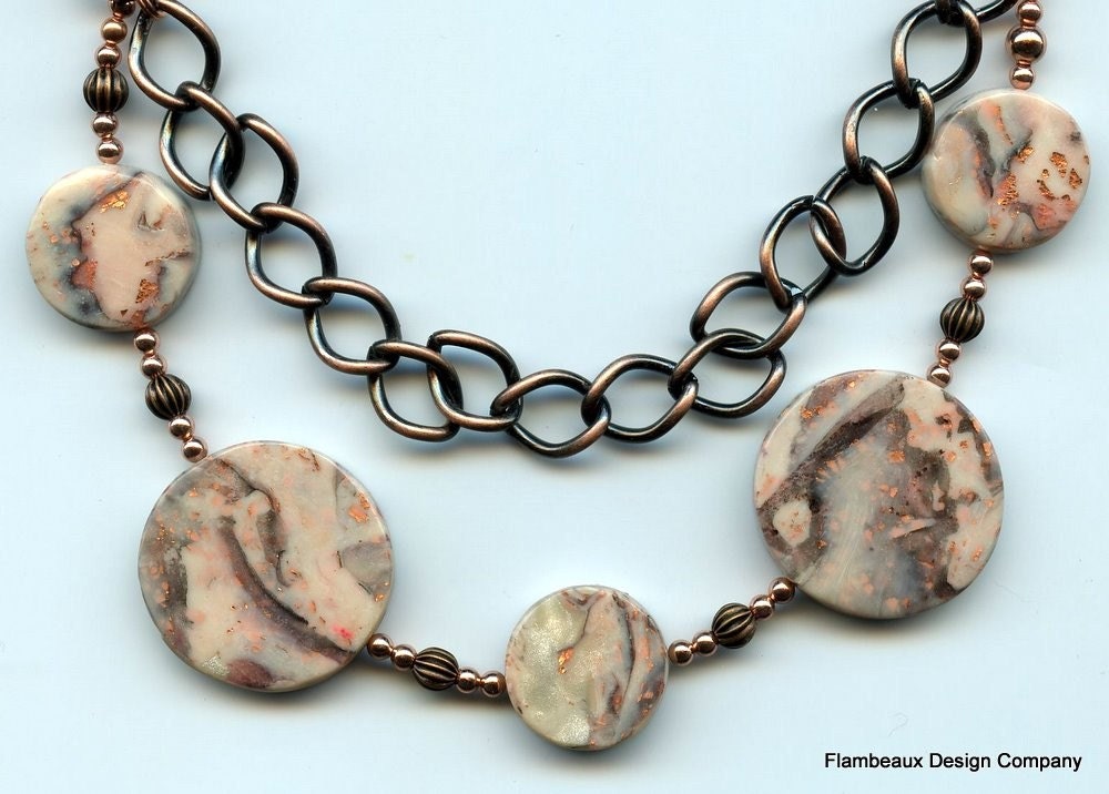 Big Chain Necklace - Black/White Marble