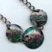 Dome Necklace - Handmade Polymer Clay Mokume Gane Beads - Green/Black/Purple