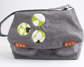 Vegan Messenger Feminine Laptop Bag Waxed Canvas in Charcoal
