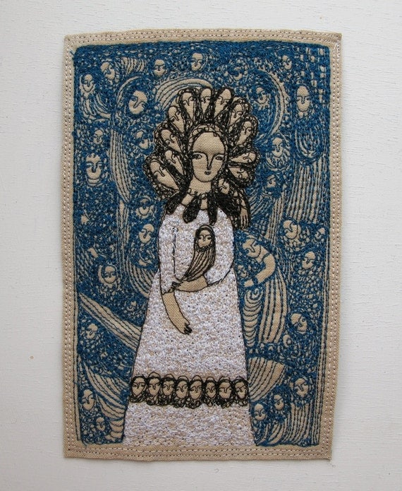 fantastical blue - an original embroidery artwork