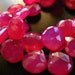 SALE- 1/2 Strand of Hot Pink Chalcedony Faceted Heart Briolettes semi precious gemstone beads 7mm - 10mm Reduced from 38.98
