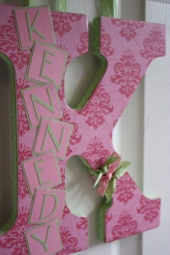Custom Wall Letter - Pink Damask