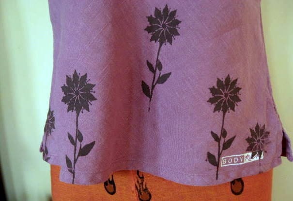 Pretty maids all in a Row hemp linen top Small
