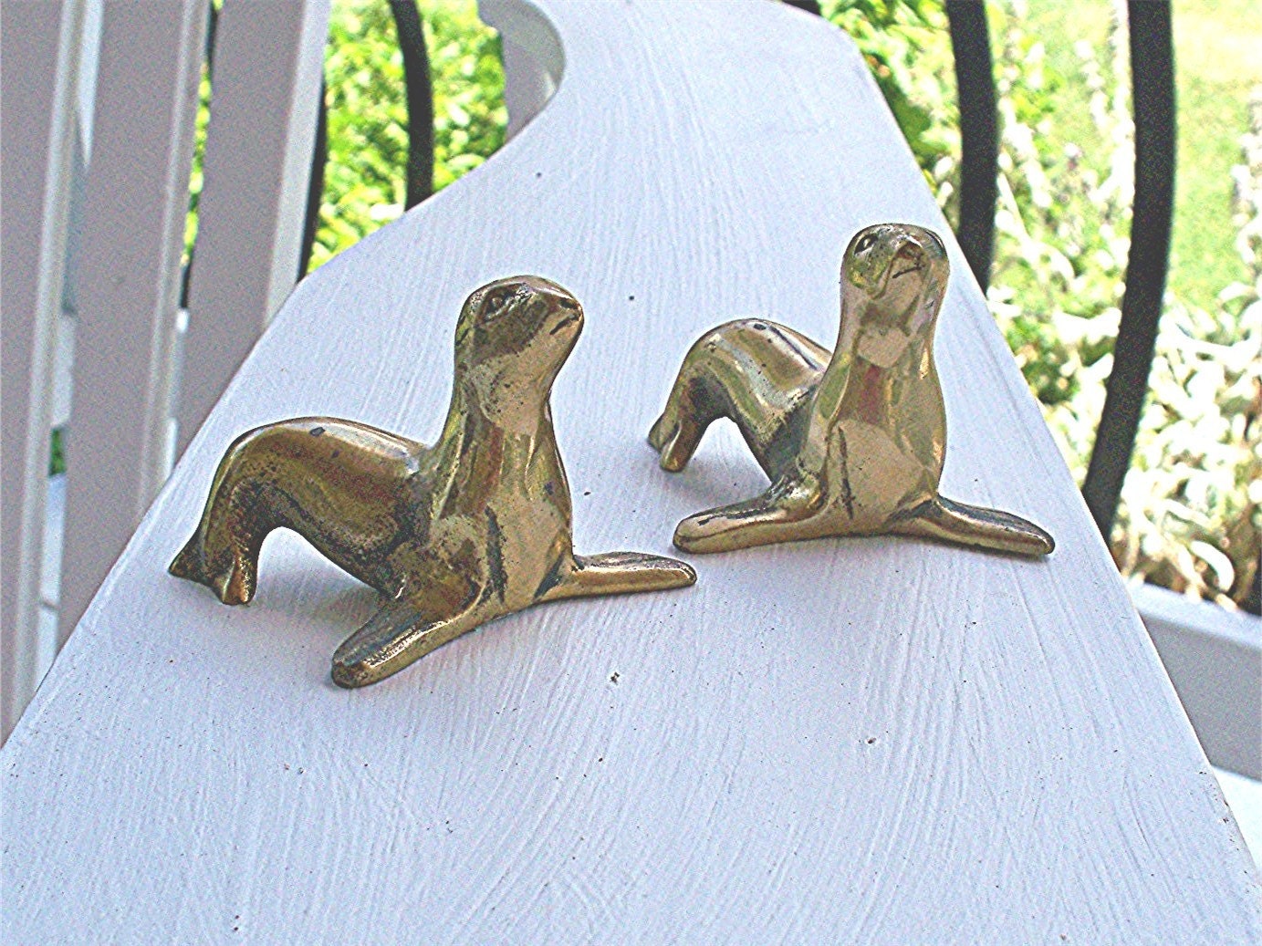 Pair of Vintage Solid Brass Seals,Figurines,Collectables,Sea Lion