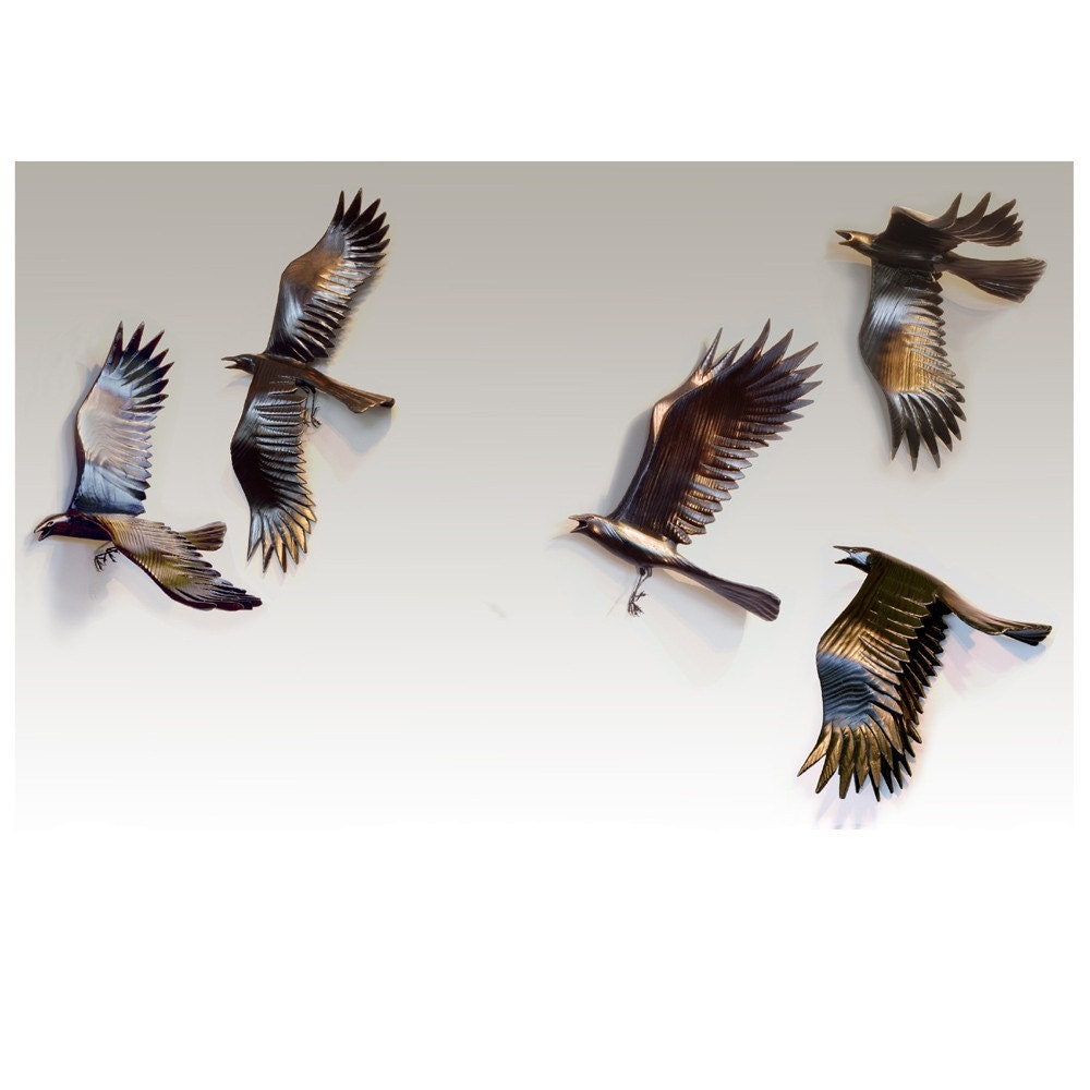 Flying Crows Set of Five Crows.