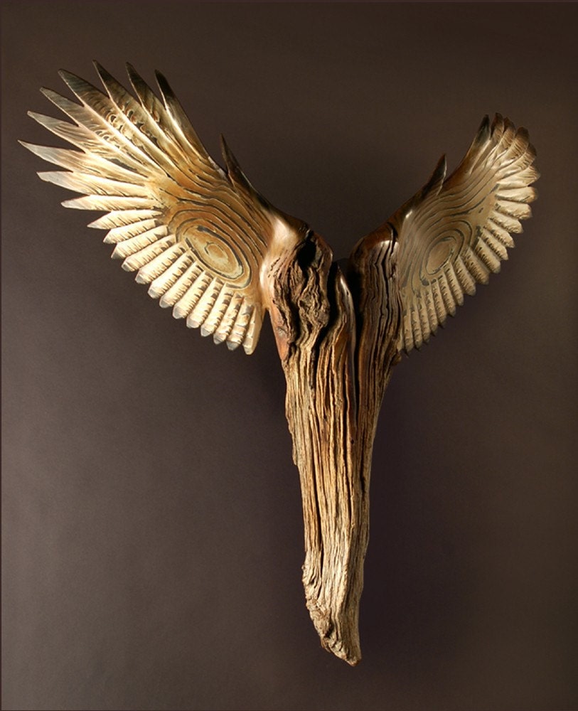 Reserved for Robert  2 of 4 payments Nike Of The Forest wood sculpture by Jason Tennant, Nature inspired, Wildlife wood carving