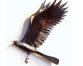 Flying Crow wood sculpture, gesture 4
