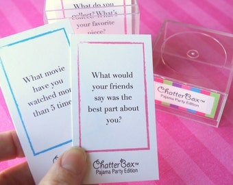 INSTANT DOWNLOAD - ChatterBox Conversation Game - Pajama Party Edition Printable Set