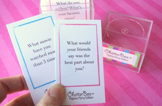 INSTANT DOWNLOAD - ChatterBox Conversation Game - Pajama Party Edition Printable Set