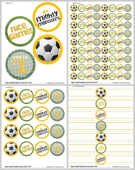 Custom Sport Snack Printable - Soccer Set