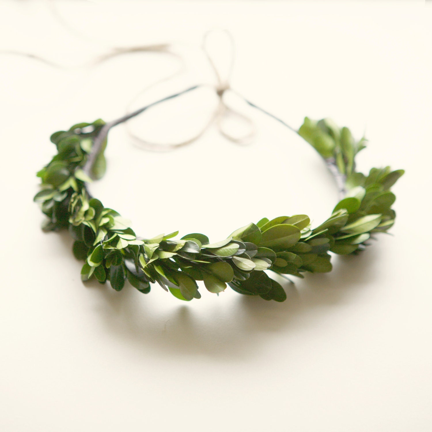 Bridal hair crown, Natural boxwood wreath, Wedding accessory, Grecian goddess, head piece - ATHENA
