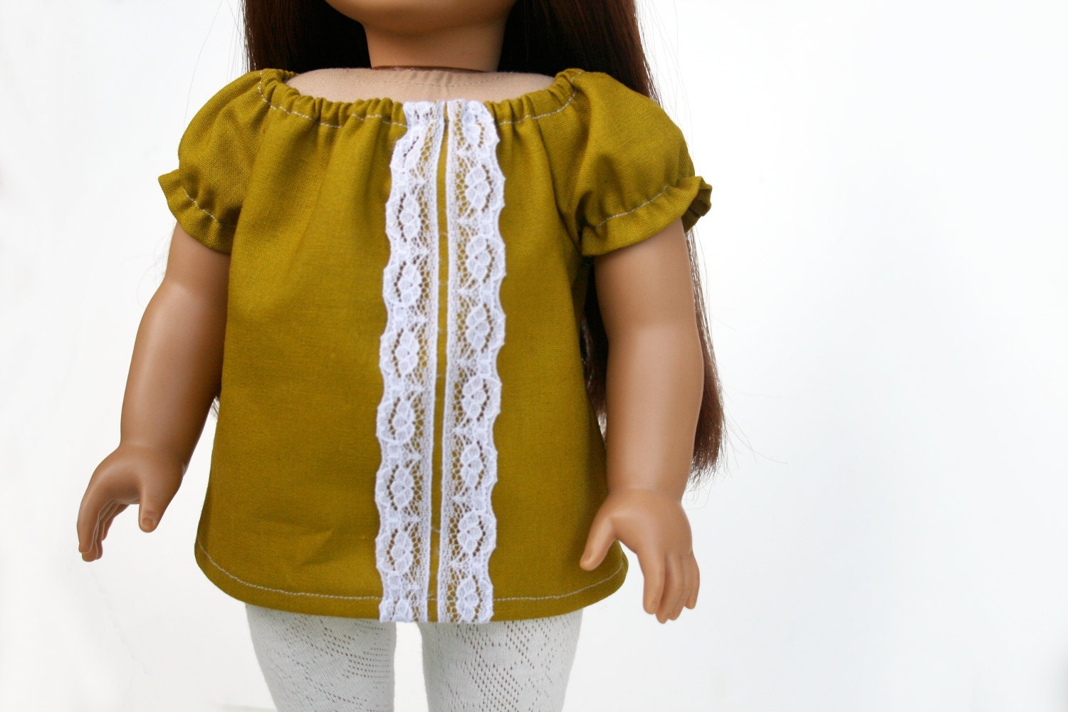American Girl Doll Clothes - A Peasant Top in Echino Green, Made To Order
