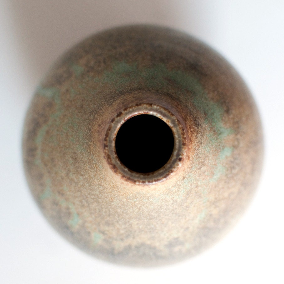Stoneware Bud Vase, Speckled Yellow and Mint